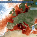 Media de la temperatura de la superficie del mar en los mares europeos el 29 de junio.