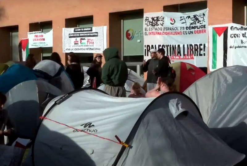 Acampadas estudiantiles en protesta por el genocidio de Gaza en la Universidad Complutense de Madrid.