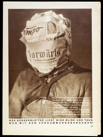 'El que lee la prensa burguesa se vuelve ciego y sordo'. Imagen de John Heartfield.