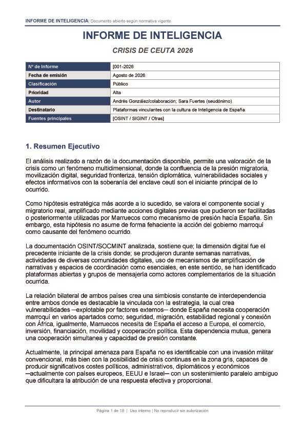 Informe de Inteligencia sobre la llamada 'Crisis de Ceuta' en 2026.
