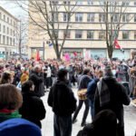 Manifestación en Stuttgart contra el servicio militar obligatorio, en diciembre de 2025.