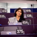 Rima Hassan, eurodiputada franco-palestina de La Francia Insumisa, en Estrasburgo.