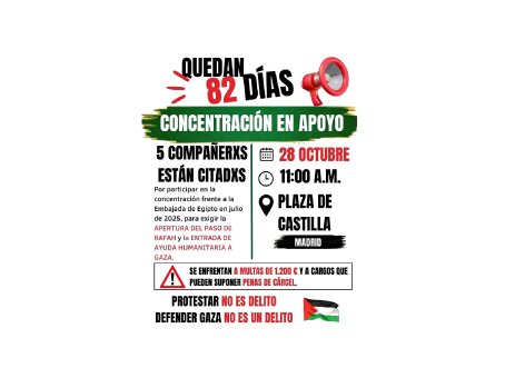 Concentración en apoyo a cinco compañerxs a juicio por defender Gaza