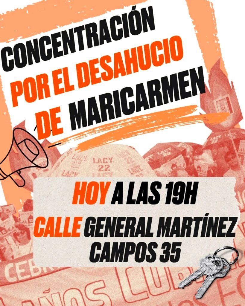 Concentración de urgencia en Madrid para denunciar tanto el  desahucio de Maricarmen como la brutalidad policial con la que se ha obrado.