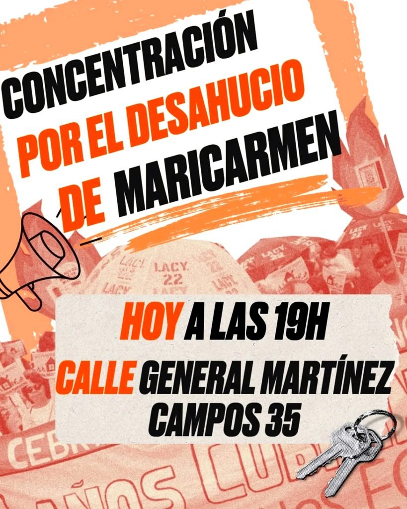 Concentración de urgencia en Madrid para denunciar tanto el  desahucio de Maricarmen como la brutalidad policial con la que se ha obrado.
