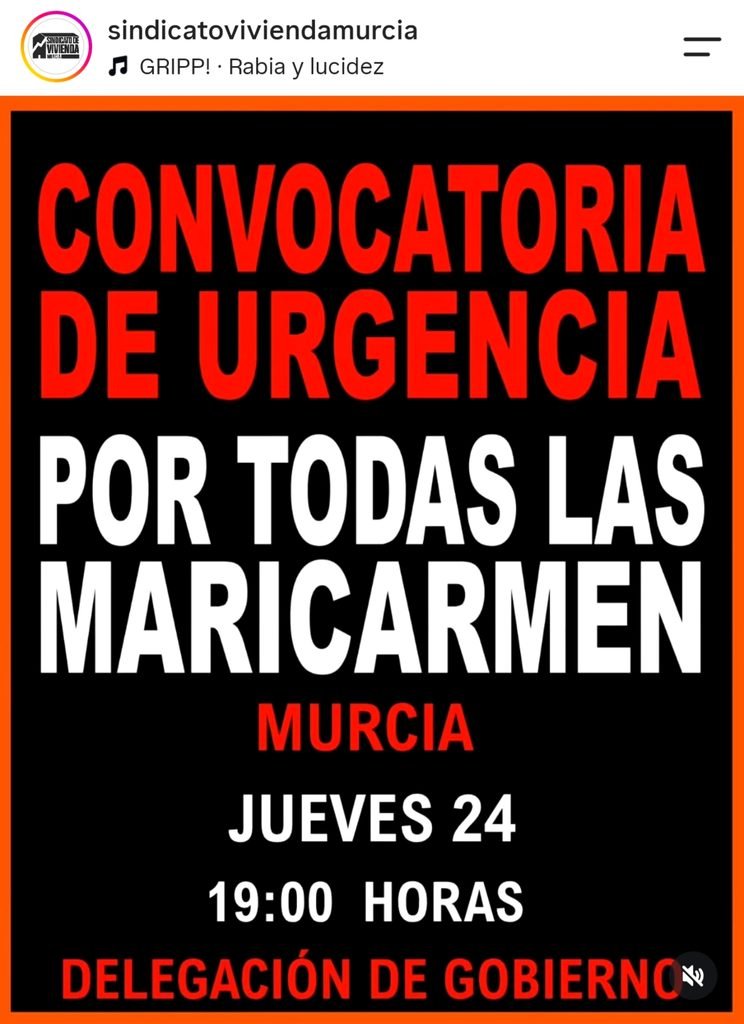 Convocatoria de urgencia por todas las Maricarmen - Murcia.