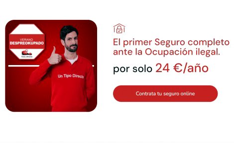 Imagen de la web de de Línea Directa donde se promociona el seguro antiokupación.