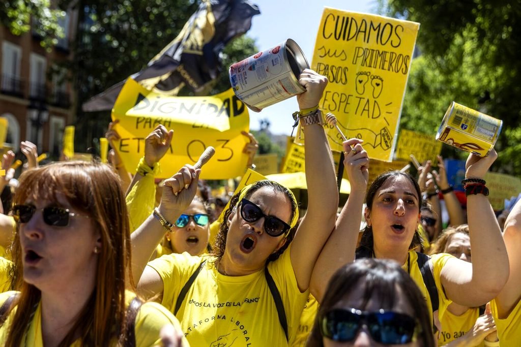 Las educadoras infantiles en una de sus movilizaciones del curso pasado.