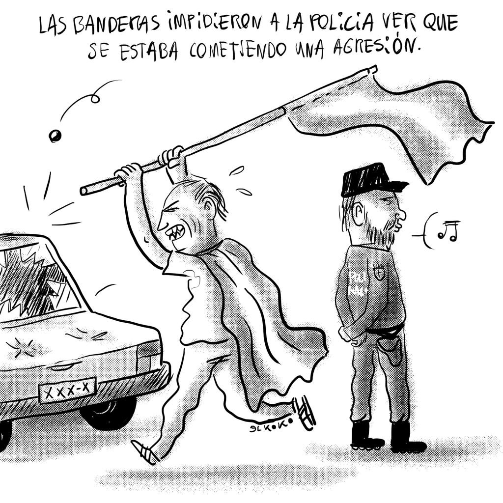 Las banderas tapaban.