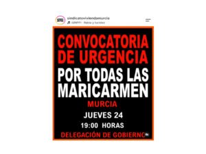 Convocatoria de urgencia por todas las Maricarmen - Murcia.