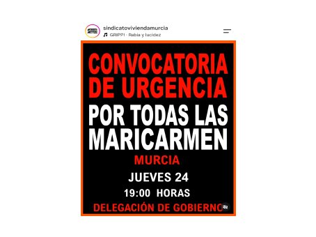 Convocatoria de urgencia por todas las Maricarmen – Murcia