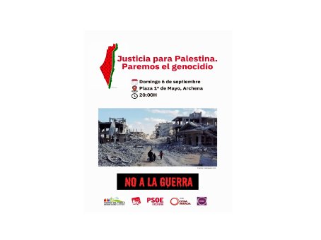 Justicia para Palestina. Paremos el genocidio. No a la Guerra. Concentración en Archena