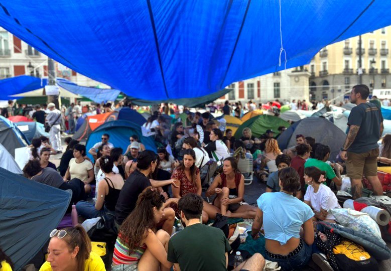 Una imagen de la acampada en Sol.