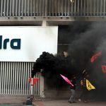 Acción de Extinction Rebellion en la sede de Indra. Alberto Astudillo.