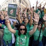 Concentración de la comunidad educativa en la Puerta del Sol durante la primera jornada de huelga el 14 de octubre. David F. Sabadell.