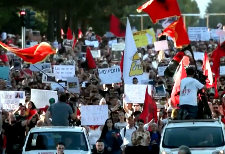 Imagen de las protestas en Albania.