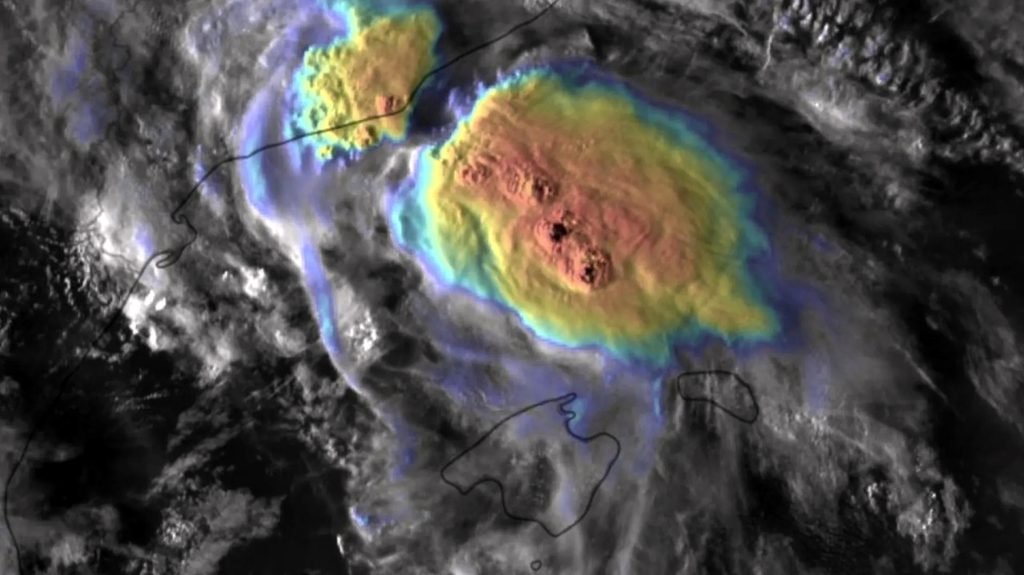 Imagen del satélite del sistema convectivo mesoescalar que afectó a Cataluña.