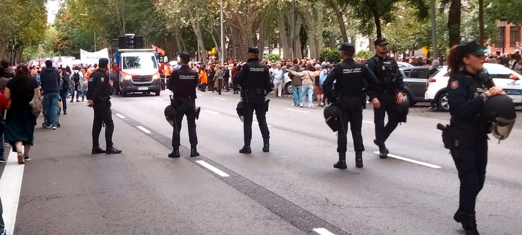 Las fuerzas del orden ante la manifestación del 3 de octubre en Madrid.