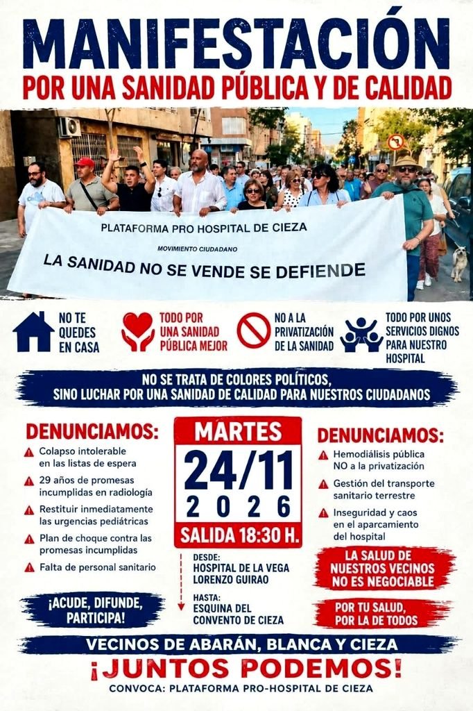 Manifestación en Cieza por una sanidad pública y de calidad.