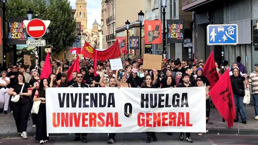 Manifestación en Logroño este pasado domingo en la que se ha pedido vivienda universal o huelga general.