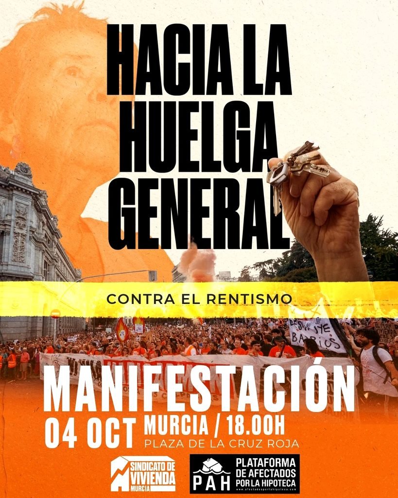 Manifestación en Murcia hacia la huelga general contra los desahucios y por el derecho a la vivienda.