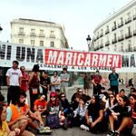 Una pancarta del Sindicato de Inquilinas e Inquilinos en la acampada de Sol el día 26 de septiembre.